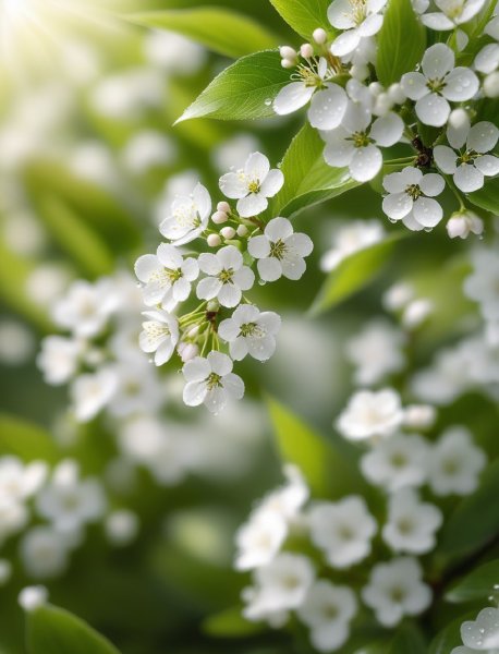 Нежная гроздь белых цветков черемухи