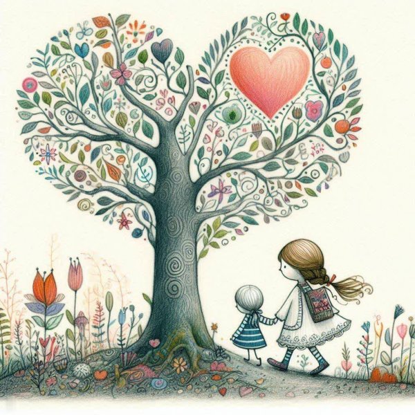 Дерево Сердца: Мир Ребенок. dalle