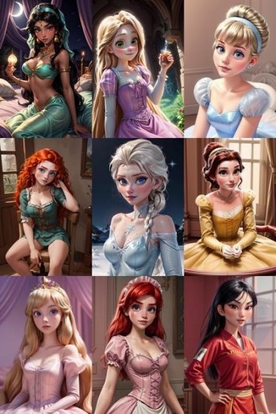 LoRA ID: 202866. All Princesses from Disney s Ralph 2 (Ralph Breaks the Internet) All in One LoRA model