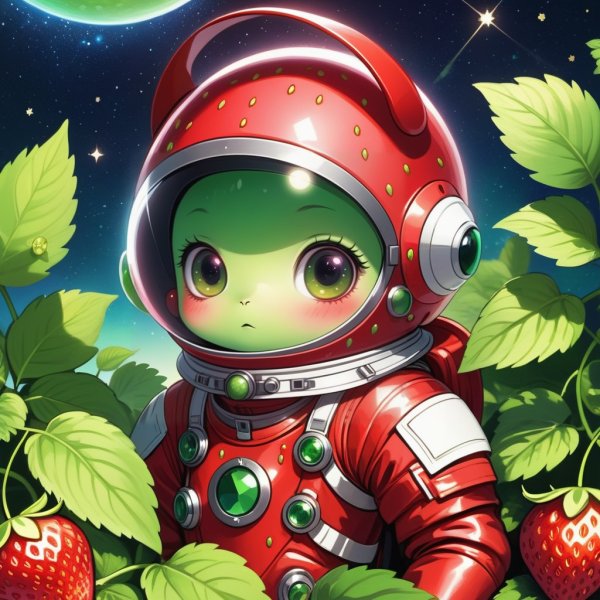 Вселенная ягодных приключений: Малыш с марсианским шлемом. stable diffusion