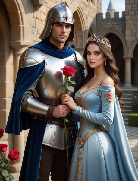 Романтика средневековья: рыцарская доблесть и любовь. stable diffusion