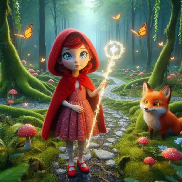 Красная Шапочка в волшебном лесу. dalle