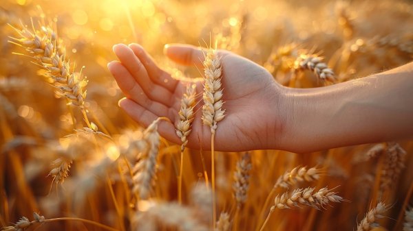 Золотой рассвет над полем пшеницы. midjourney