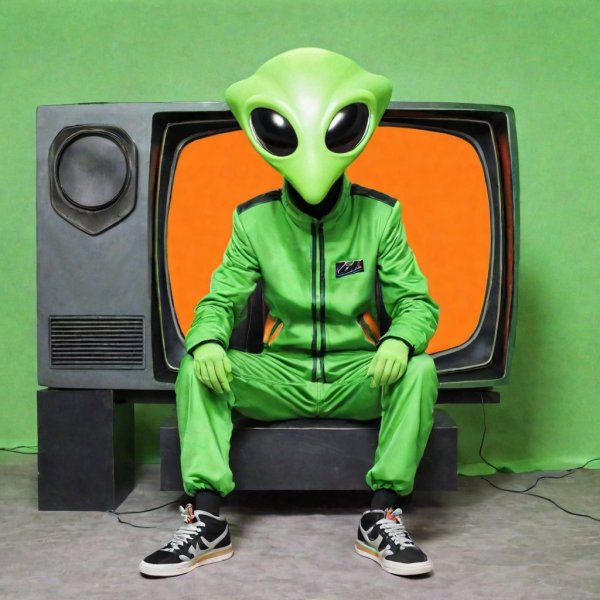 Инопланетянин с телевизором вместо головы. stable diffusion