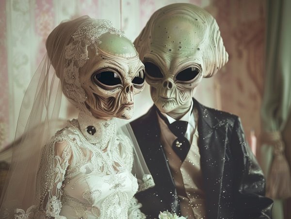 Космическая свадьба в стиле киберпанк. midjourney