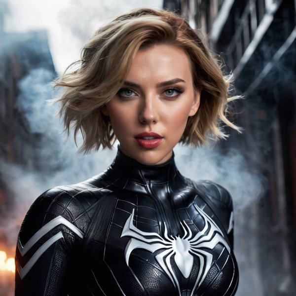 Scarlett Johansson как Venom в магическом тумане. stable diffusion