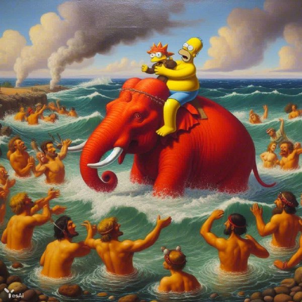 Гомер и Красный Слон: Новая интерпретация Петрова-Водкина. dalle