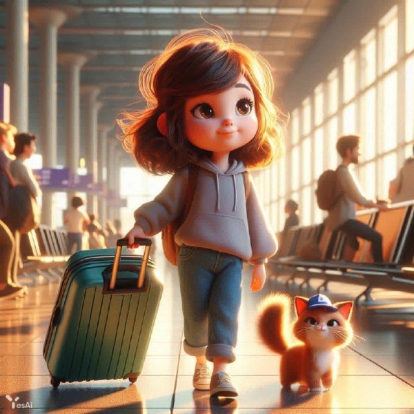 Путешествие девочки с котом: виртуальная сказка от Pixar. dalle