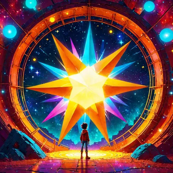Гlowing Star-Герой с веселым видом. stable diffusion