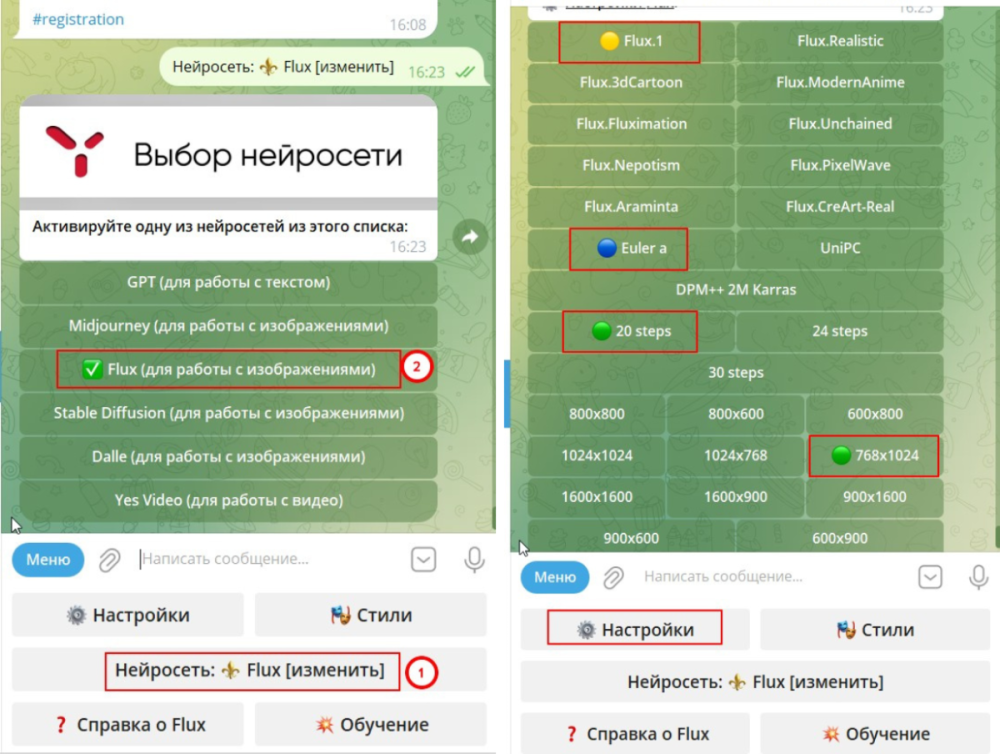 нейросеть flux через телеграм