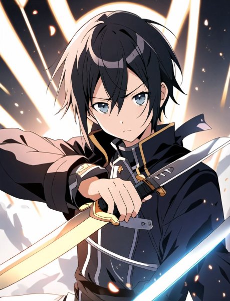 Кирито в мире Sword Art Online. stable diffusion