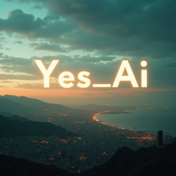 Вечерний город в лучах заката с Yes_Ai на фоне. flux