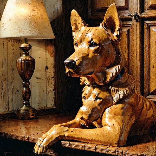 Мастерская из Ока: Гиперреалистичная Скульптура Пса от Artisan Woodworks и Dog Portraits Studio. stable diffusion