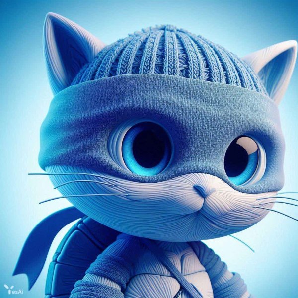 Стильное 3D-изображение кота-ниндзя в стиле Pixar. dalle