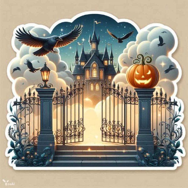 Готический Замок в Тумане: Призрачное Hallowee. dalle