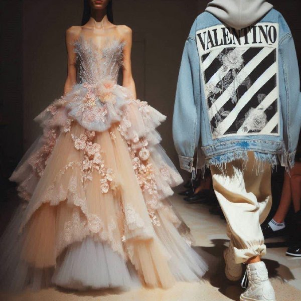 Слияние Романтики и Урбанистики: Образ от Valentino и Off-White. dalle