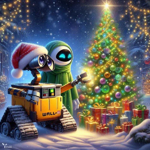 Встреча Нового Года с WALL-E и EVE. dalle