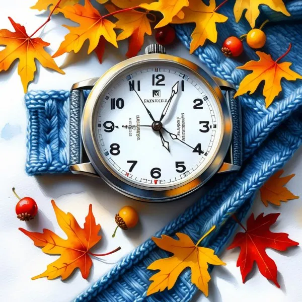 Авumnal Scene in Watercolors: Wristwatch and Forest Magic. stable diffusion