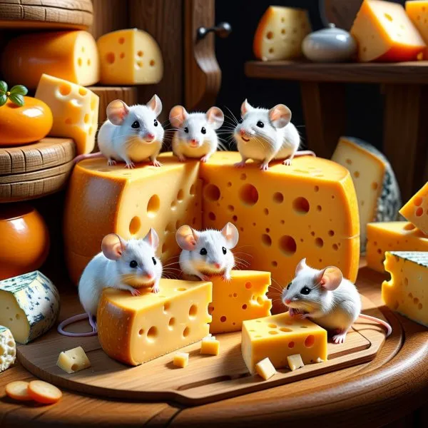 Жизнь мышей в сыре-доме. stable diffusion