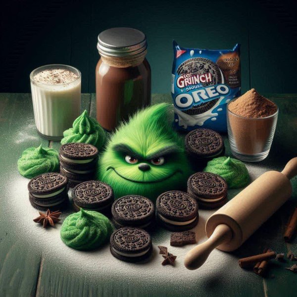 Фото сладостей Grinch Oreo в стиле Reddit. dalle