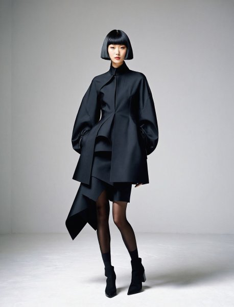 Современный японский стиль: Kawakubo и Yamamoto в одном образе. stable diffusion