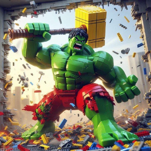 Халк на Кулаках из LEGO: Взрыв Ярости!. dalle