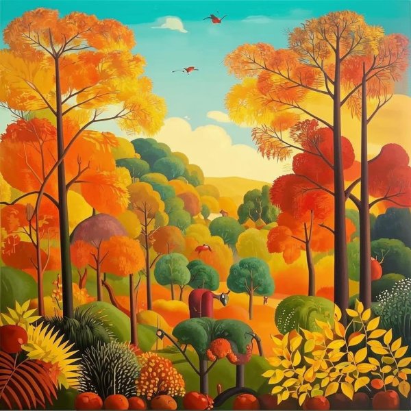 осень в стиле Henri Rousseau