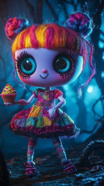 Фантастический портрет Lalaloopsy в стиле Тима Бёртона. Нейросеть Миджорни