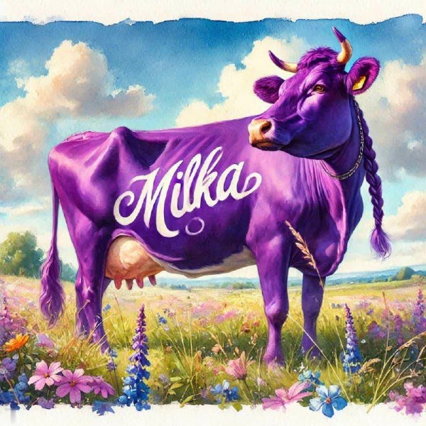 Сюрреализм в Поп-Арт: Пурпурная Кораблика Milka. Генерация из нейросети Dalle