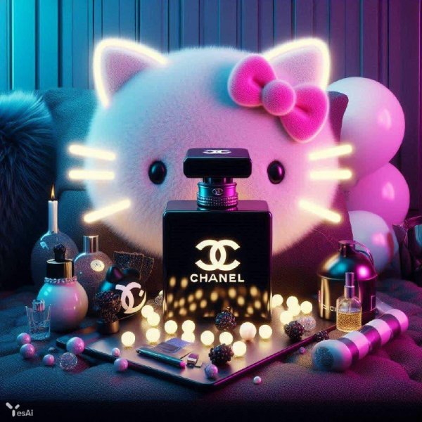 Стиль и Роскошь: Chanel в Hello Kitty Готике. Картинка из нейросети Dalle