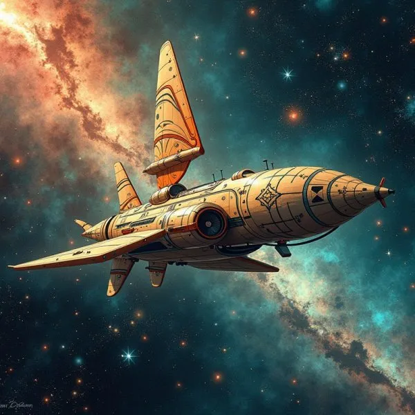 Космический корабль: Синтез да Винчи и Галактик. Изображение из нейронной сети Flux.1