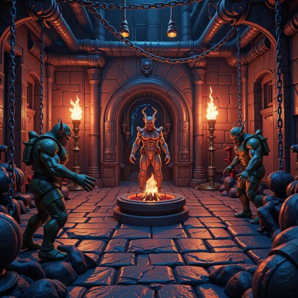 Воссоздание классической сцены из ретро-игры в стиле DOOM. Картинка из нейронной сети Flux.1