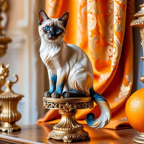 Качественная фигурка сиамского кота в 3D-стиле. Изображение из нейросети Стейбл Дифьюжн