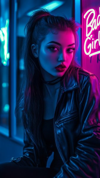 Сурреалистическая Ночь: Свечение 'Bad Girl'. Изображение из нейронной сети Midjourney