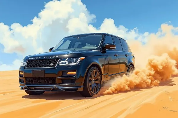 Безудержный полет: Range Rover в сердце пустыни. Нейронная сеть Flux Ai