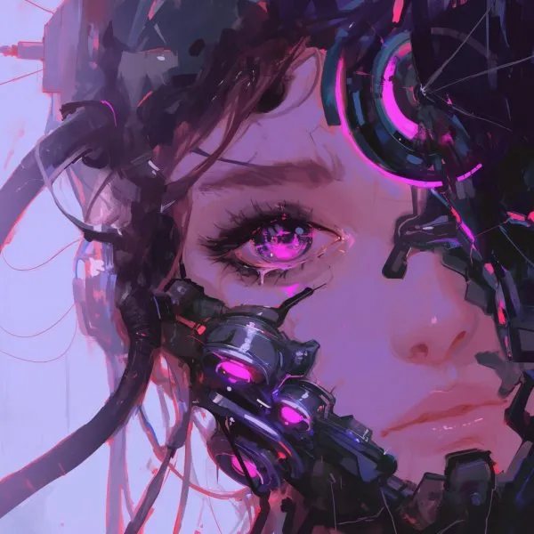 Кибернетическая нимфа: хрупкость и свет в индустриальном пейзаже. Нейронная сеть Миджорни