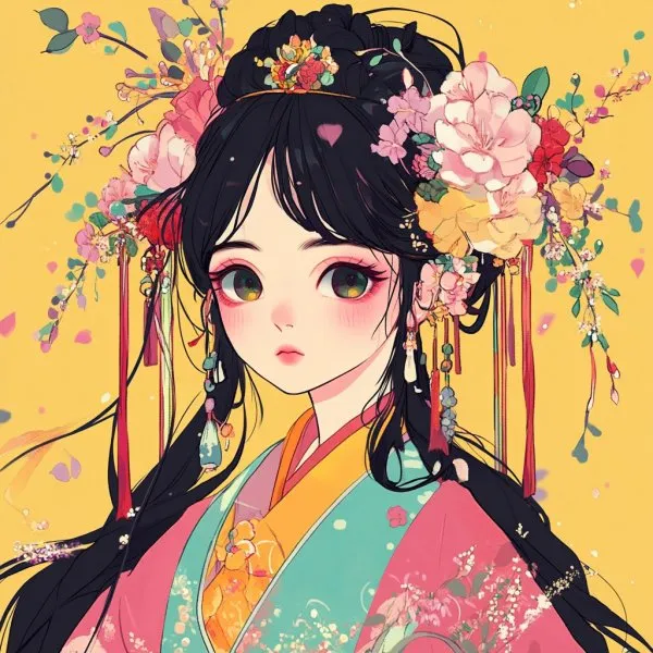 Милая девушка в ханьфу: вдохновение от Ghibli и Hikari Shimoda. Генерация из нейросети Миджорни
