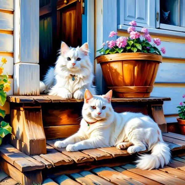 Изображение собаки и кошки в стиле импрессионизма. Нейронная сеть Stable Diffusion