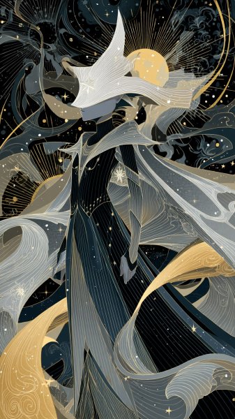 Божественный свет: небесные узоры в стиле Ghibli и укиё-э. Генерация из нейросети Midjourney