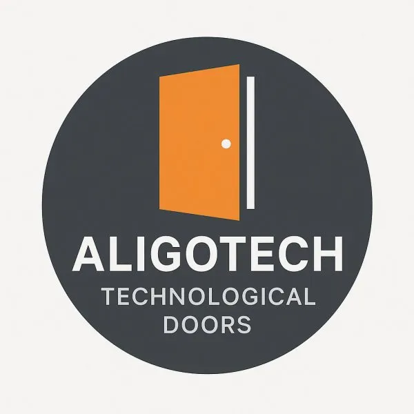 Логотип Aligotech: Технологии дверей в современном дизайне. Нейронная сеть Sora images Ai