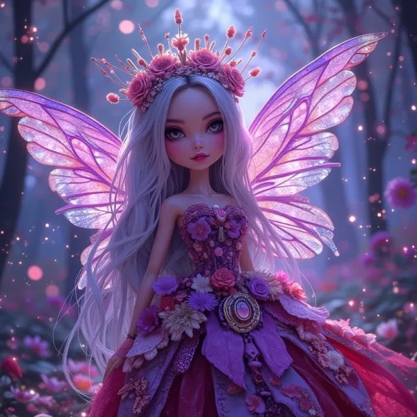 Волшебная королева фей из Monster High: фееричное очарование и яркие краски. Картинка из нейронной сети Flux 1