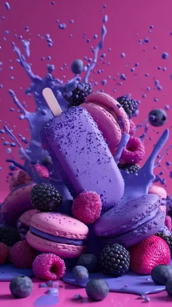 Ягодные макаронс: взрыв цвета и вкуса в стильной фотографии. Изображение из нейросети Midjourney