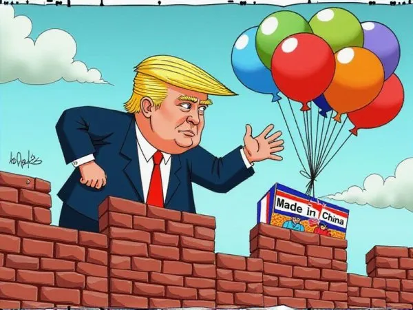 Трамп и Великая китайская стена: комичная борьба с товарами из Китая. Генерация из нейронной сети Flux
