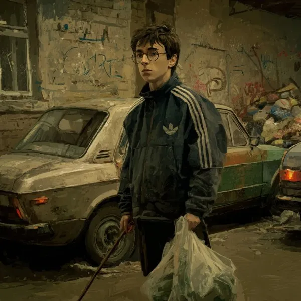 Гарри Поттер в девяностых: магия советского двора и обыденность. Генерация из нейросети Midjourney