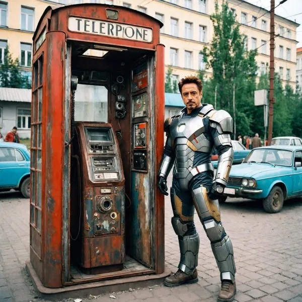 Железный человек из хлама в девяностых: киберпанк и ретро-техника в России. Изображение из нейросети Stable Diffusion
