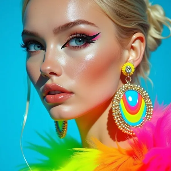 Неоновый блеск и китч: экстравагантный показ Dolce   Gabbana в ярких тонах. Генерация из нейронной сети Flux.1