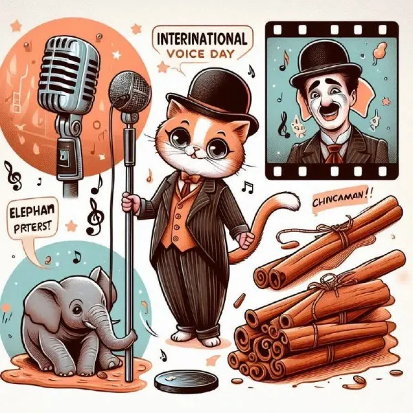 Голос, слоны и корица: кошачий концерт в стиле Чарли Чаплина. Нейросеть Dalle 3