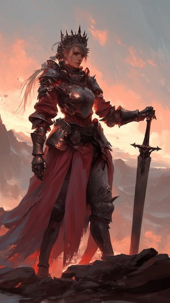 Воин в алой броне: легендарный герой для экшен-игры. Генерация из нейросети Midjourney