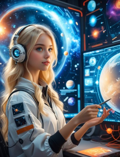 Студенты будущего создают космический корабль: инновационный проект столетия. Генерация из нейронной сети Stable Diffusion