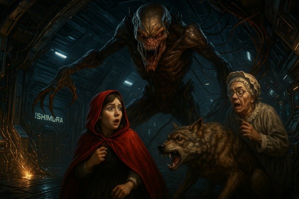 Неожиданное вторжение монстра: Dead Space захватил сказку о Красной Шапочке. Нейронная сеть Sora Images